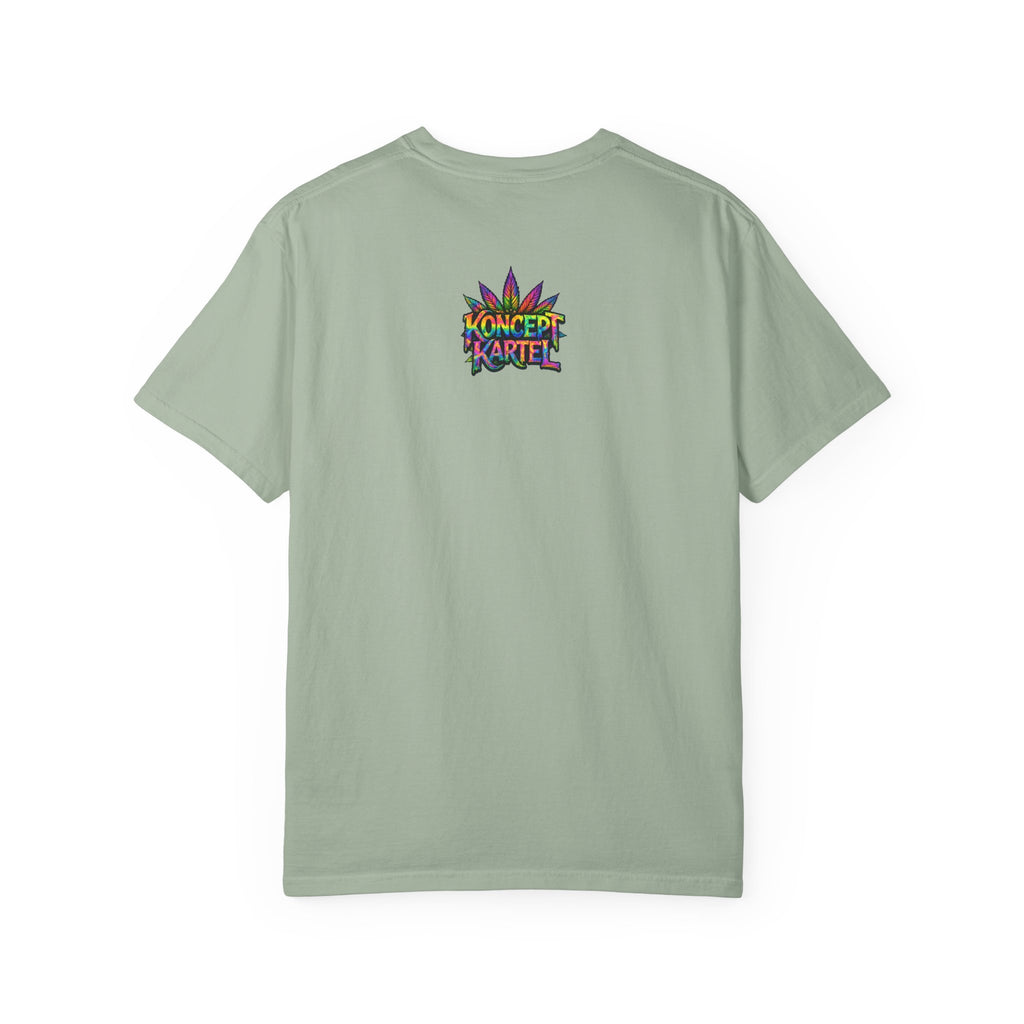 420 Psychedelic Cat T-Shirt — Colorful Mushroom Smoke Graphic