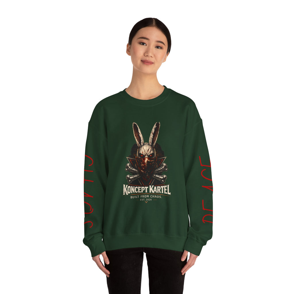 Horror Bunny Graphic Sweatshirt — "Koncept Kartel" Skull Rabbit Crewneck