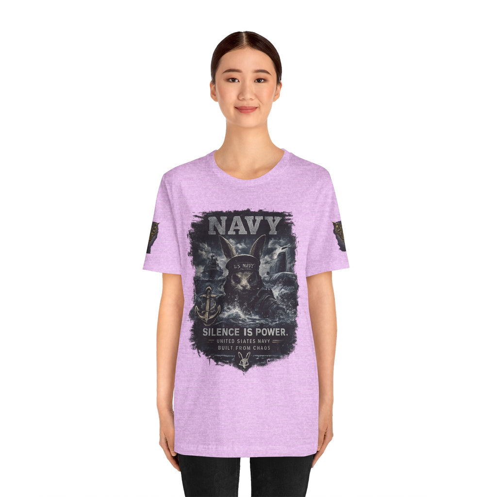 Navy 'Silence Is Power' Skull Anchor Tee — Fair Winds & Following Seas Back Graphic