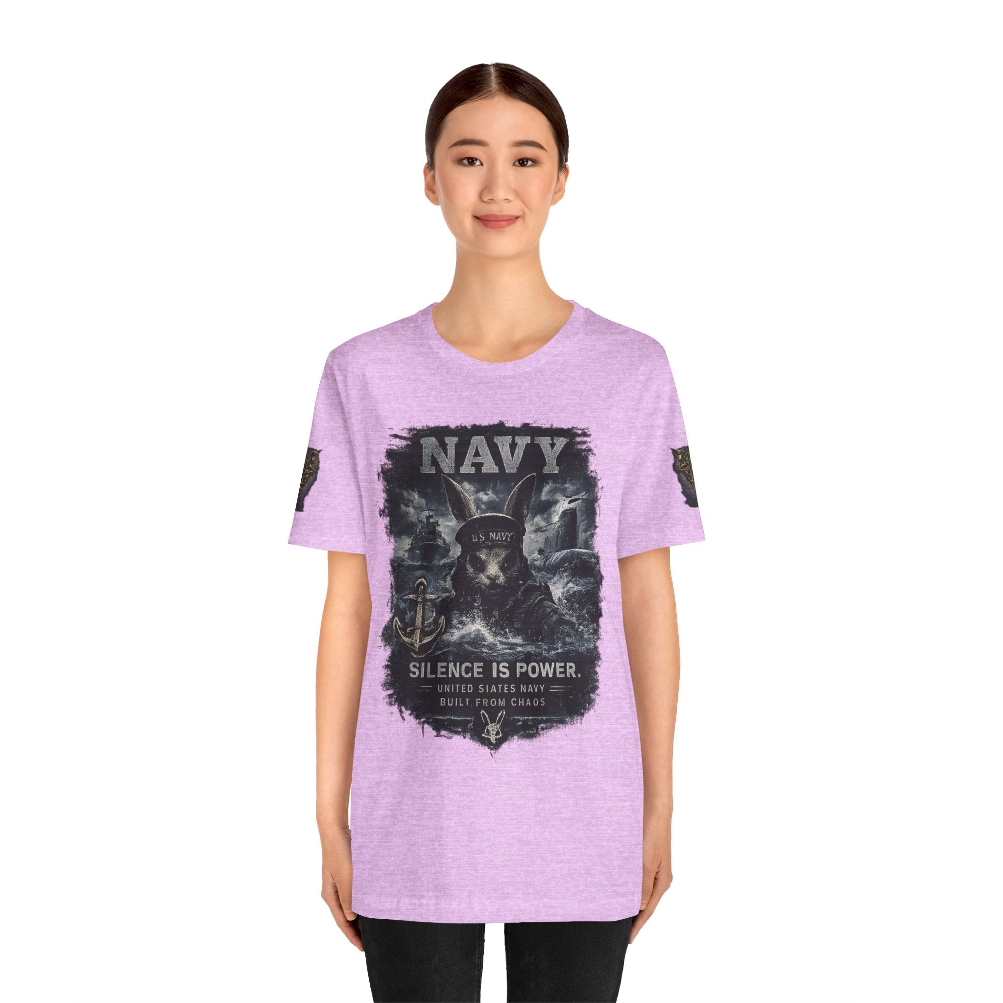Navy 'Silence Is Power' Skull Anchor Tee — Fair Winds & Following Seas Back Graphic