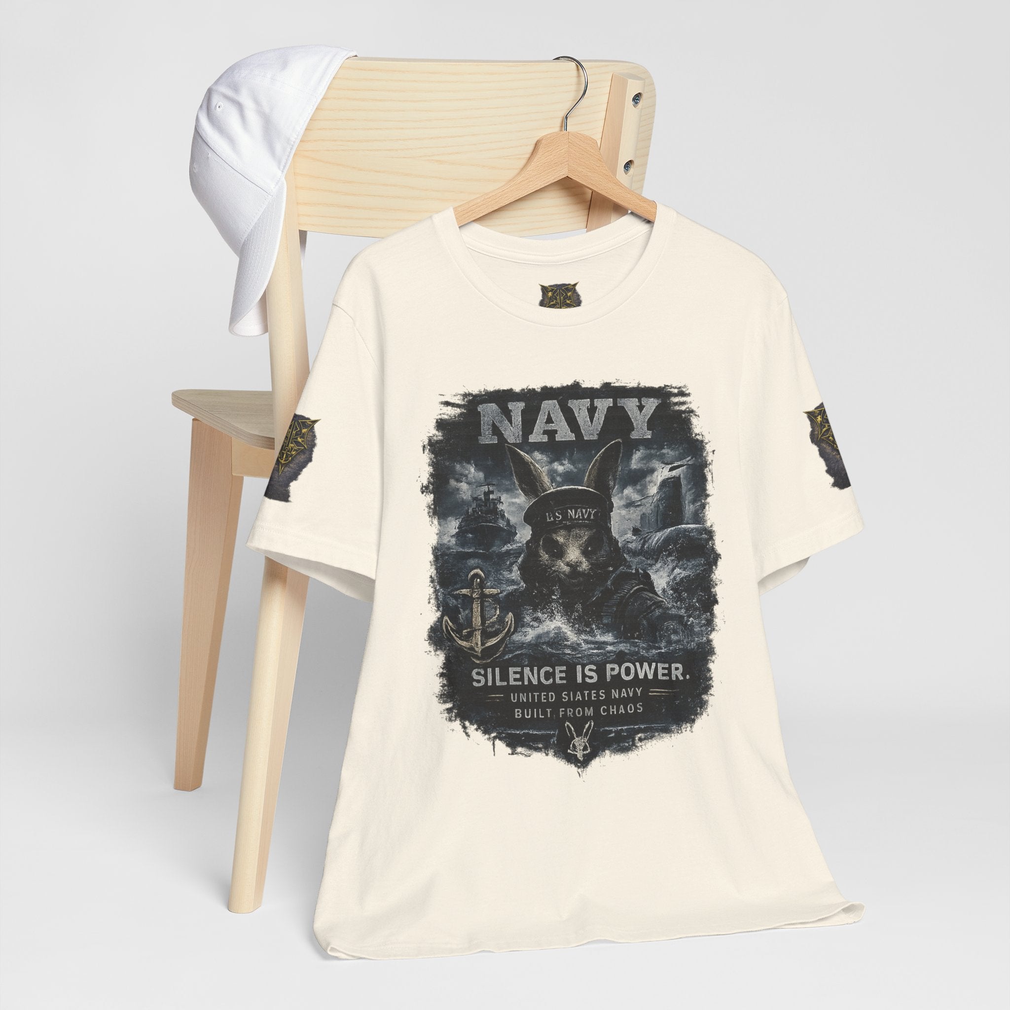 Navy 'Silence Is Power' Skull Anchor Tee — Fair Winds & Following Seas Back Graphic