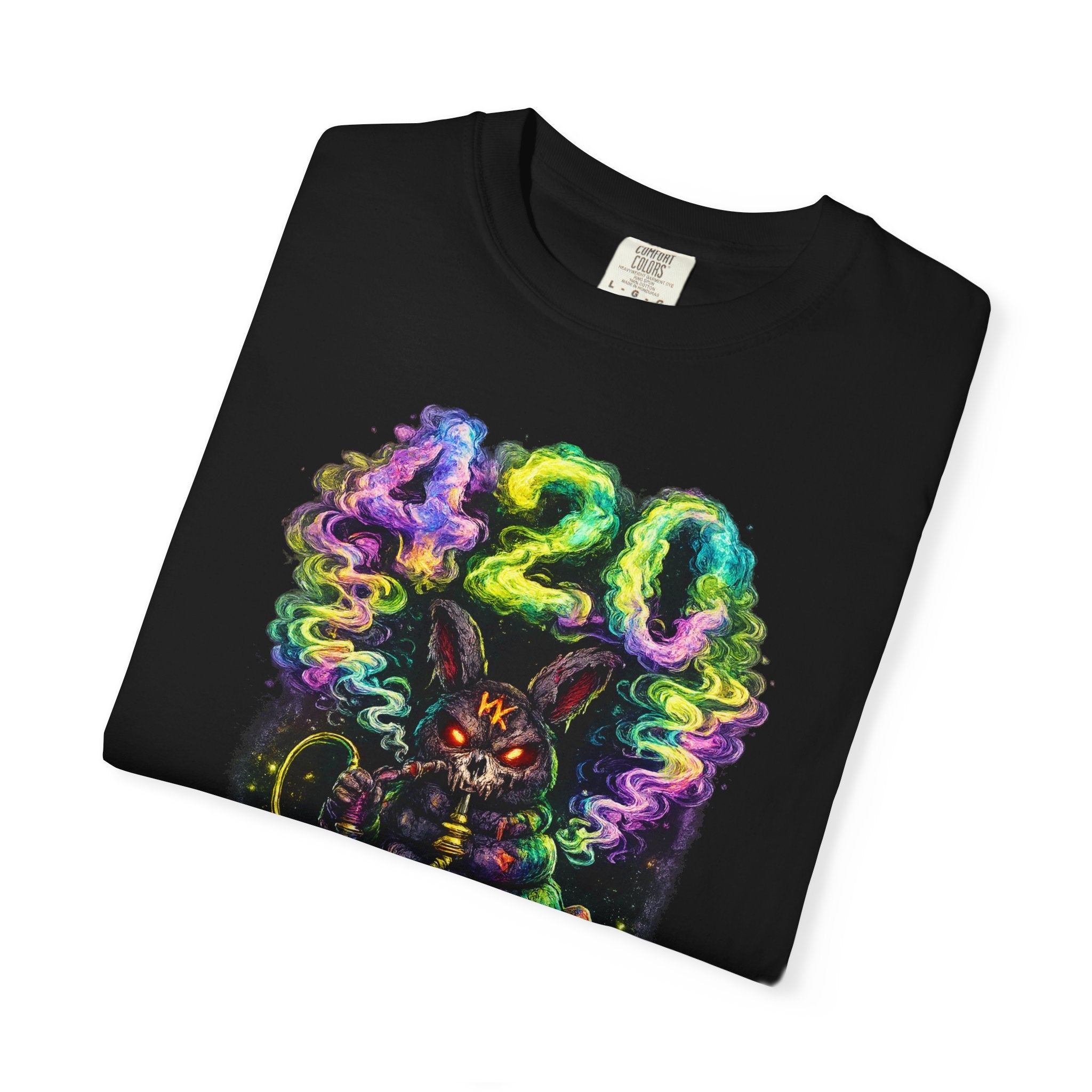 420 Psychedelic Cat T-Shirt — Colorful Mushroom Smoke Graphic
