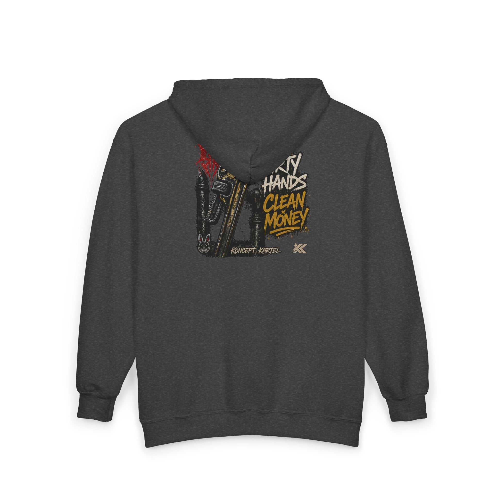 Zip Hoodie — Koncept Kartel 'Dirty Hands Clean Money' Graphic Zip-Up