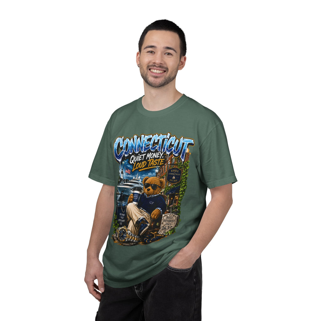 Connecticut Bear Vintage T-Shirt — "Quiet Money, Loud Taste" Graphic Tee