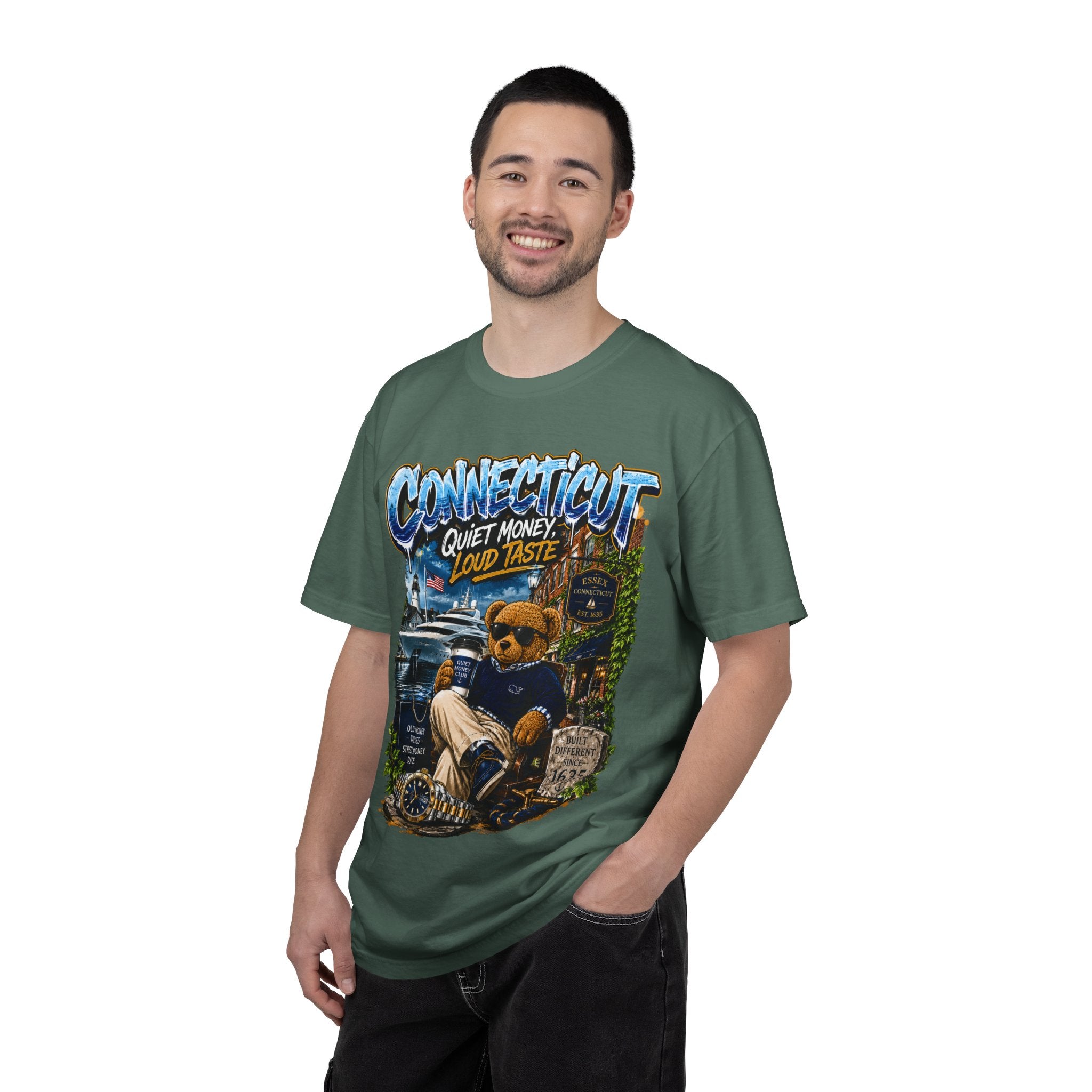 Connecticut Bear Vintage T-Shirt — "Quiet Money, Loud Taste" Graphic Tee