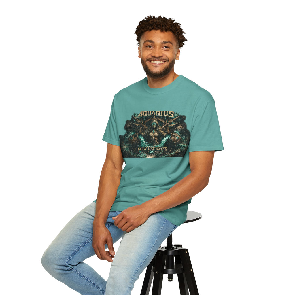 Aquarius Zodiac T-shirt — “Flow Like Water” Astrological Graphic Tee