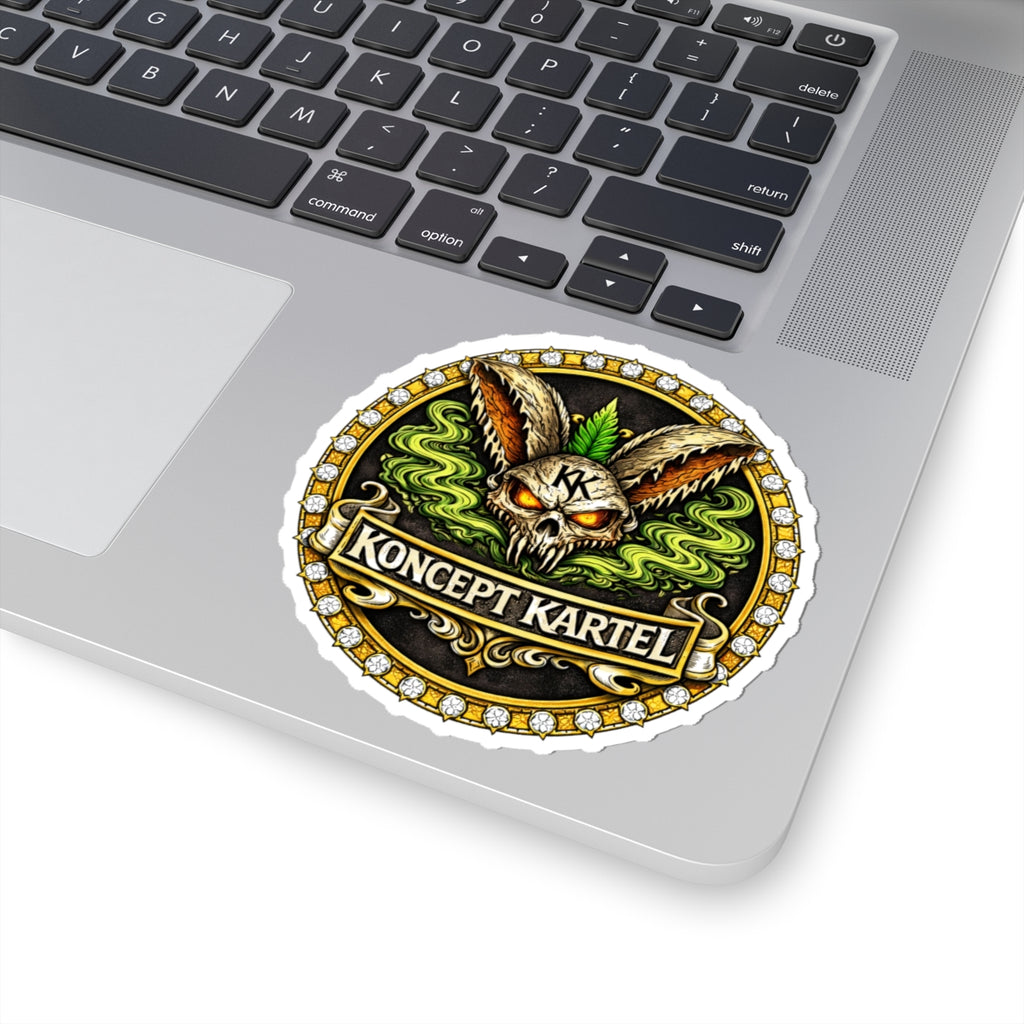 Koncept Kartel Kiss-Cut Sticker — Skull Bunny Logo Sticker for Laptops & Skateboards