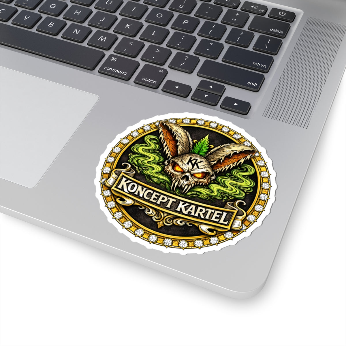 Koncept Kartel Kiss-Cut Sticker — Skull Bunny Logo Sticker for Laptops & Skateboards
