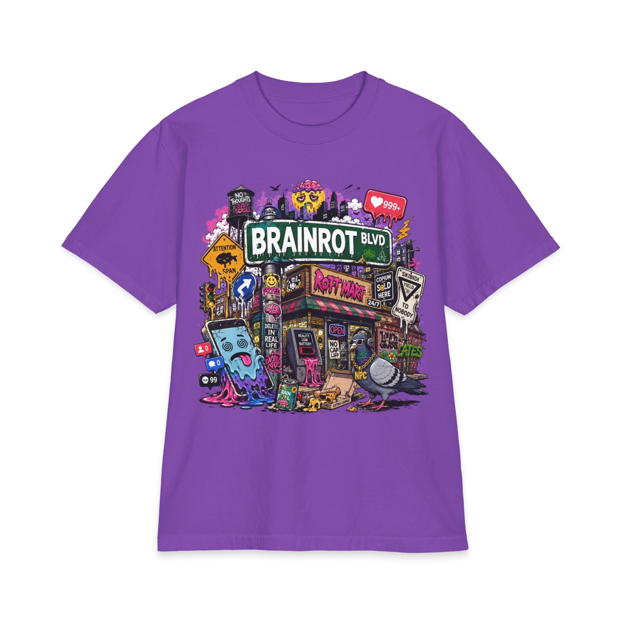Brainrot Blvd Graphic Tee — Neon Graffiti Street Art T-Shirt
