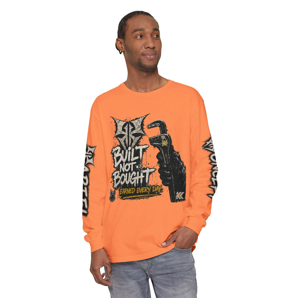 Built Not Bought Long Sleeve T-Shirt — Mechanic/Builder Graphic Tee