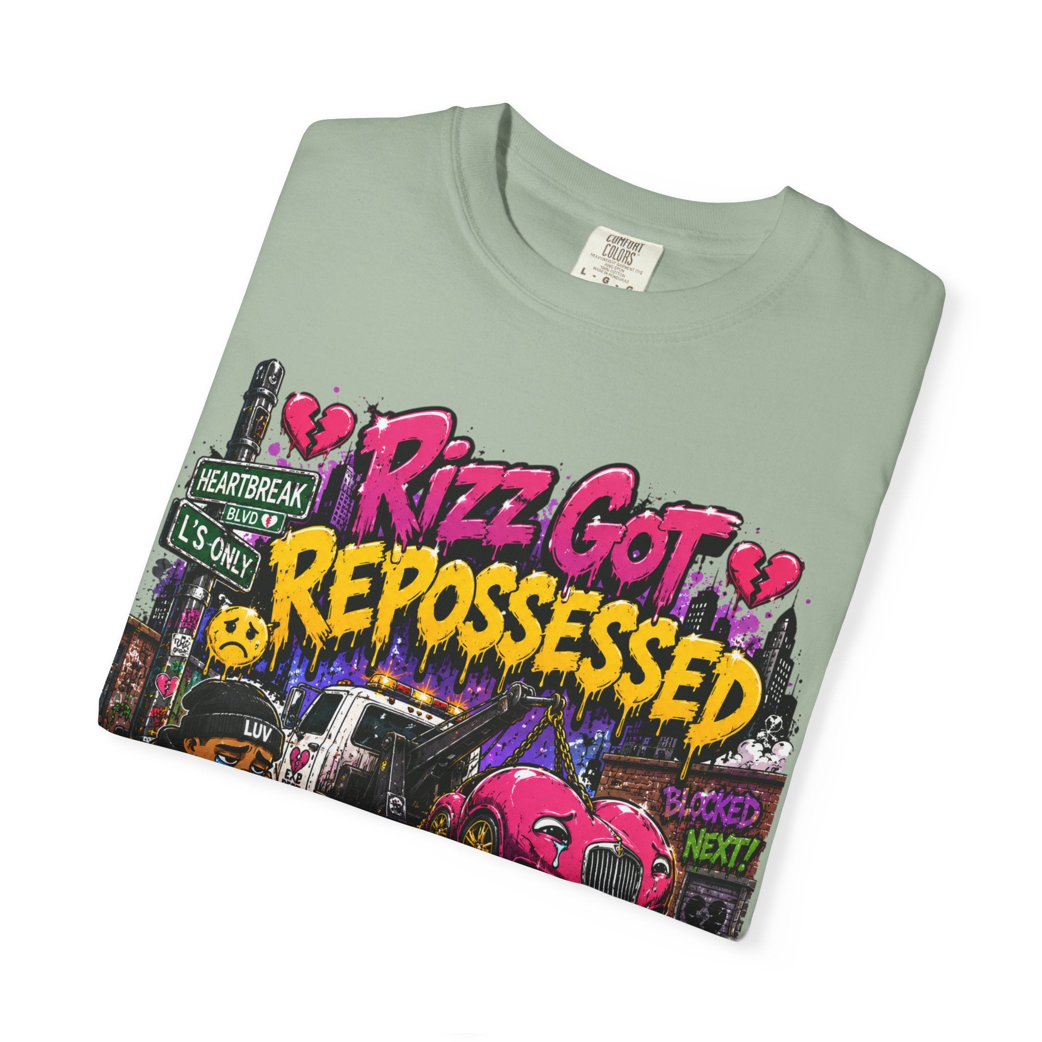 Repossession Comic Art T-Shirt — “Rizz Got Repossessed” Graphic Tee