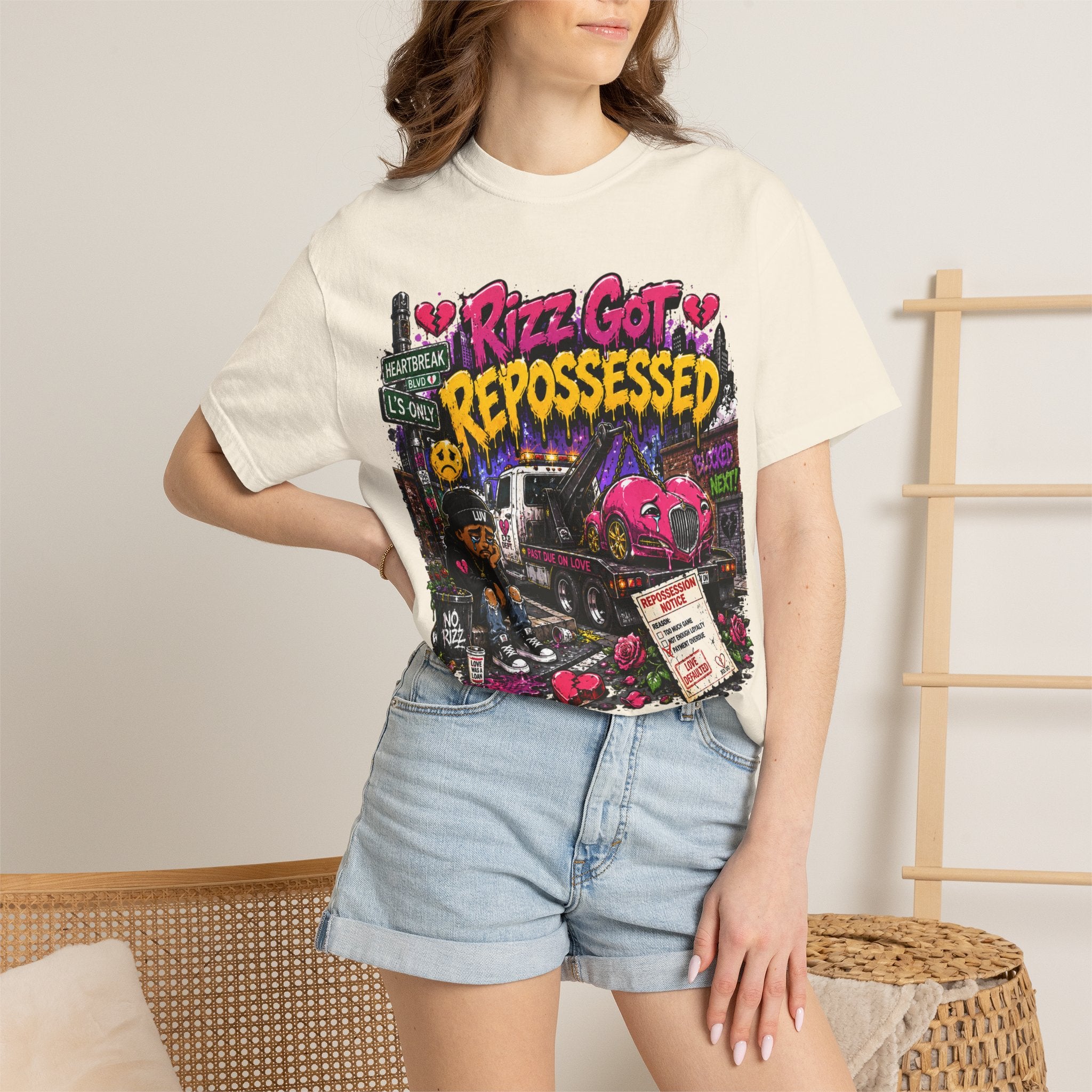 Repossession Comic Art T-Shirt — “Rizz Got Repossessed” Graphic Tee