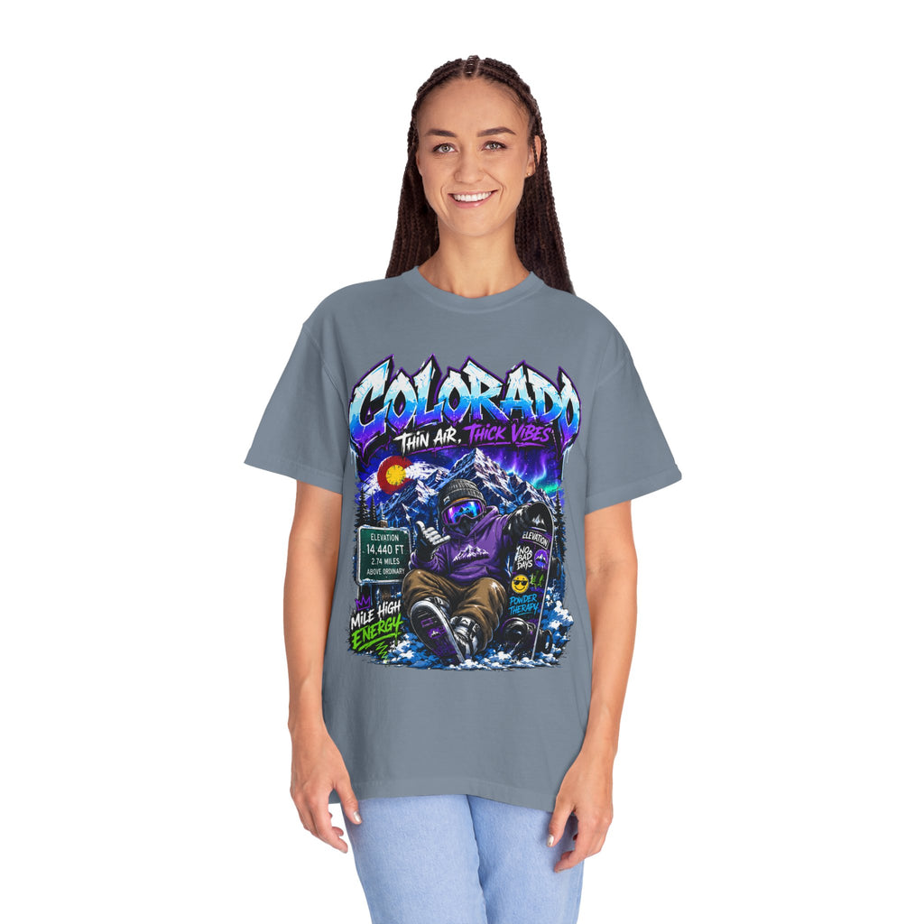 Colorado Ski & Snowboard T-Shirt — Think Air, Thick Vibes Graphic Tee
