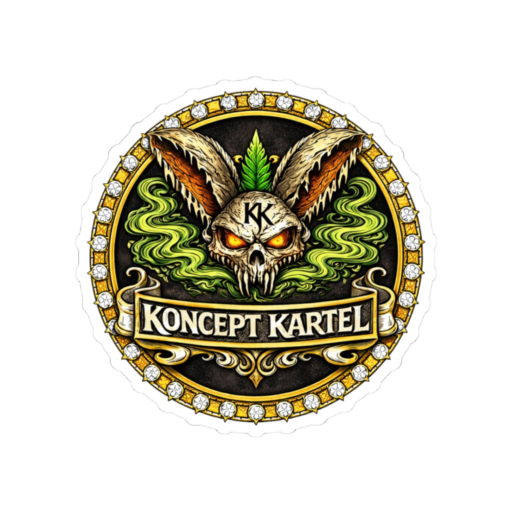 Koncept Kartel Kiss-Cut Sticker — Skull Bunny Logo Sticker for Laptops & Skateboards