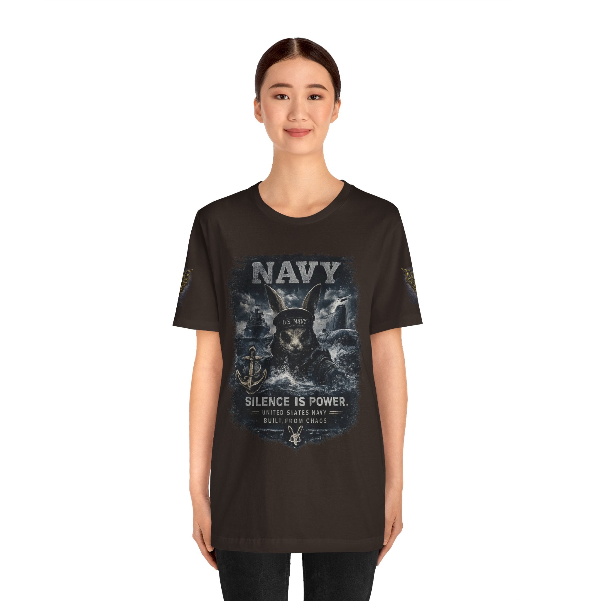 Navy 'Silence Is Power' Skull Anchor Tee — Fair Winds & Following Seas Back Graphic
