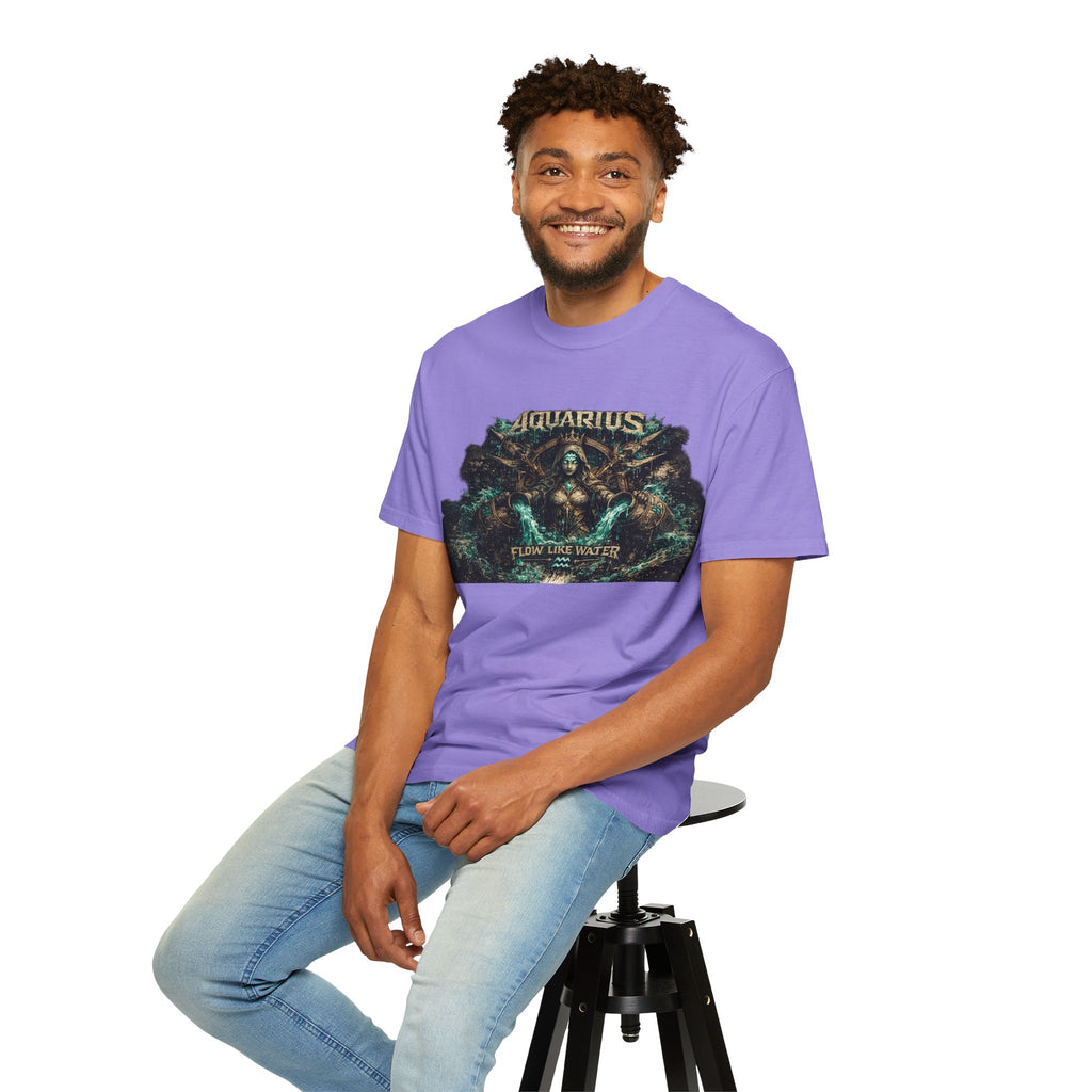 Aquarius Zodiac T-shirt — “Flow Like Water” Astrological Graphic Tee