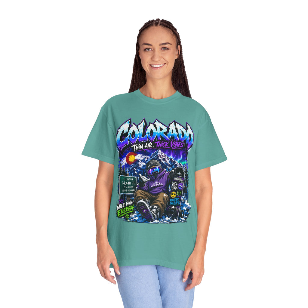 Colorado Ski & Snowboard T-Shirt — Think Air, Thick Vibes Graphic Tee