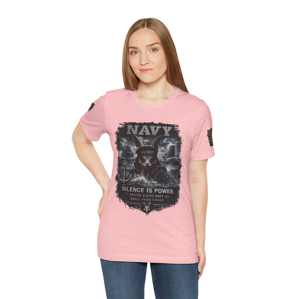 Navy 'Silence Is Power' Skull Anchor Tee — Fair Winds & Following Seas Back Graphic