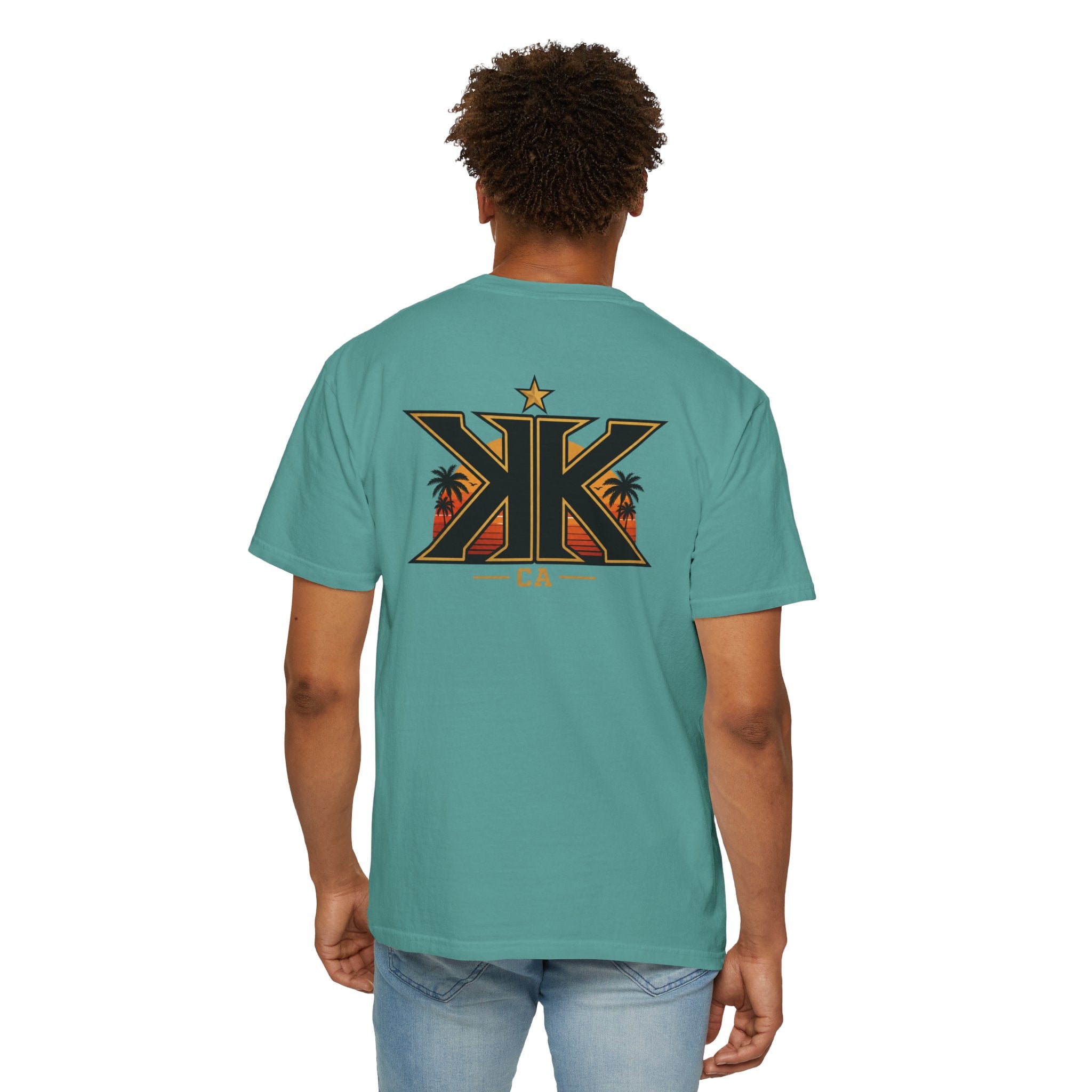 California West Coast Graphic T-Shirt — "California Hella" Vintage Sunset Car Design