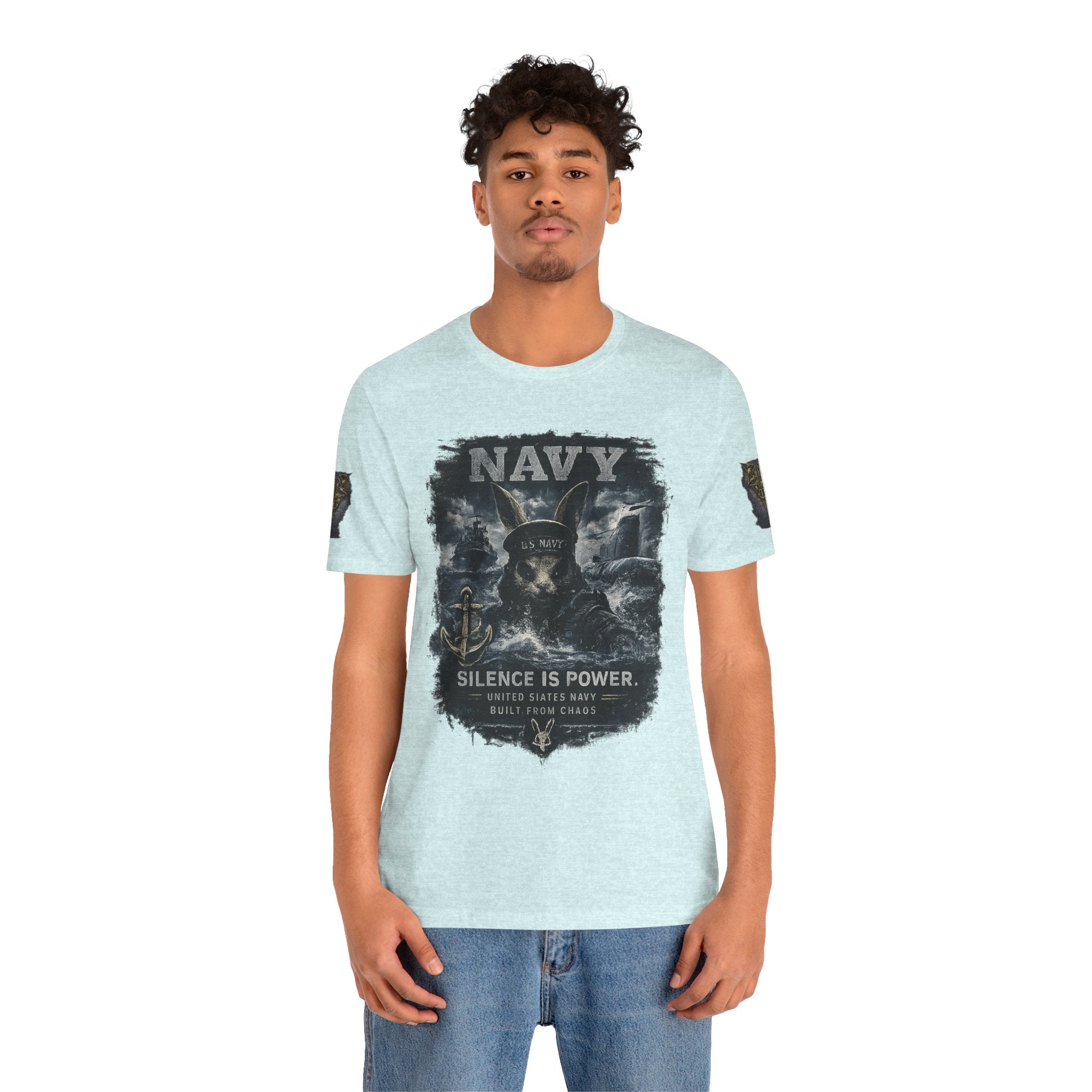 Navy 'Silence Is Power' Skull Anchor Tee — Fair Winds & Following Seas Back Graphic
