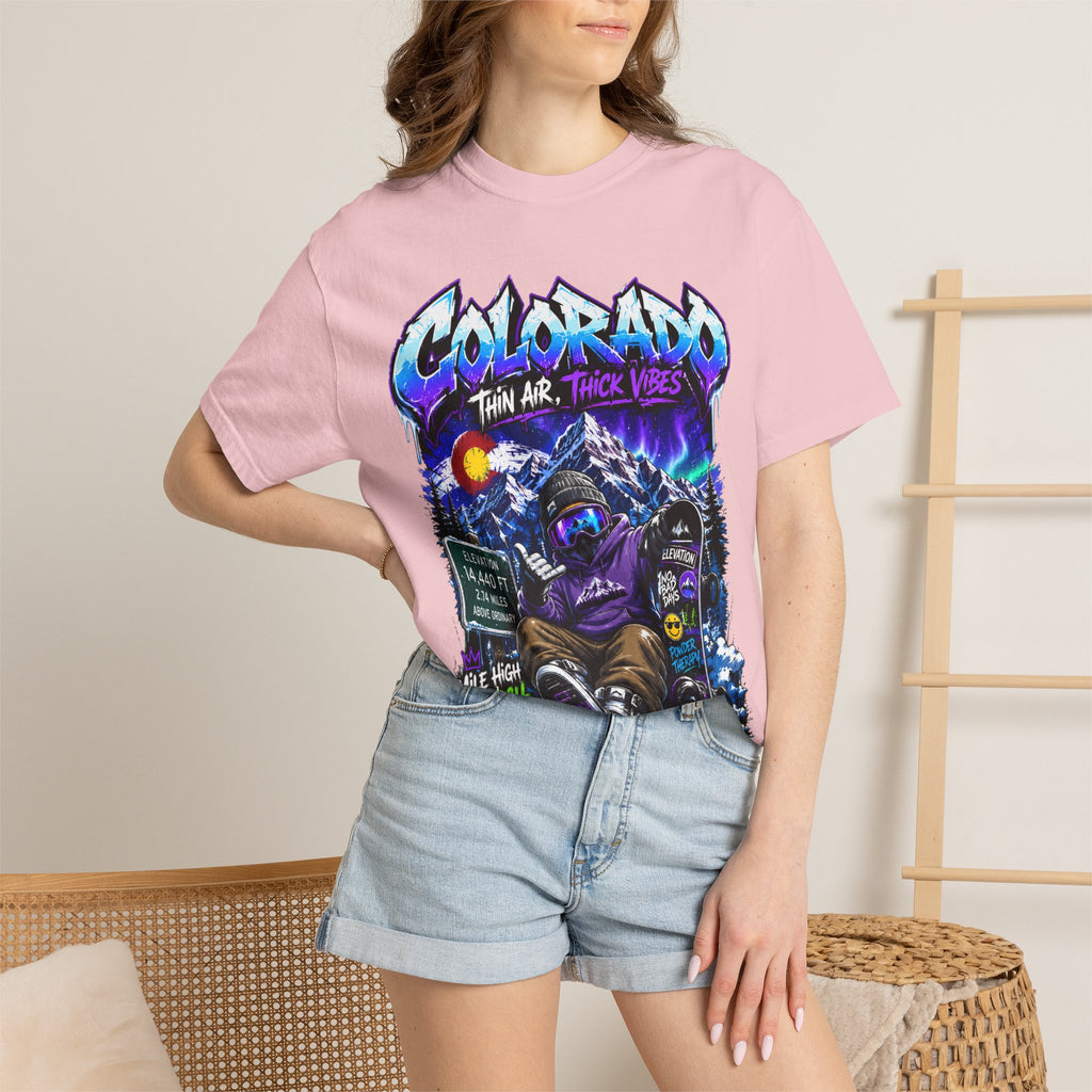 Colorado Ski & Snowboard T-Shirt — Think Air, Thick Vibes Graphic Tee