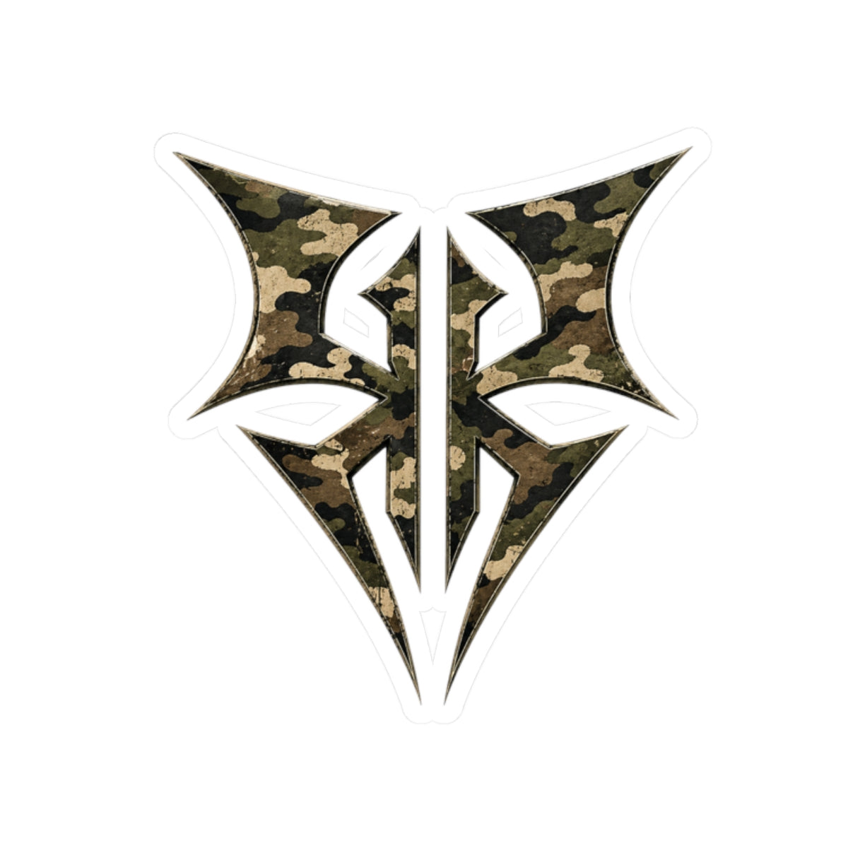 Camo Tribal Emblem Sticker — Kiss-Cut Military Camo Laptop Decal