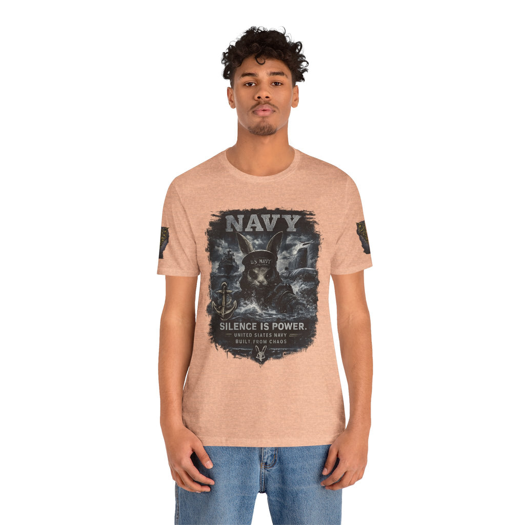 Navy 'Silence Is Power' Skull Anchor Tee — Fair Winds & Following Seas Back Graphic