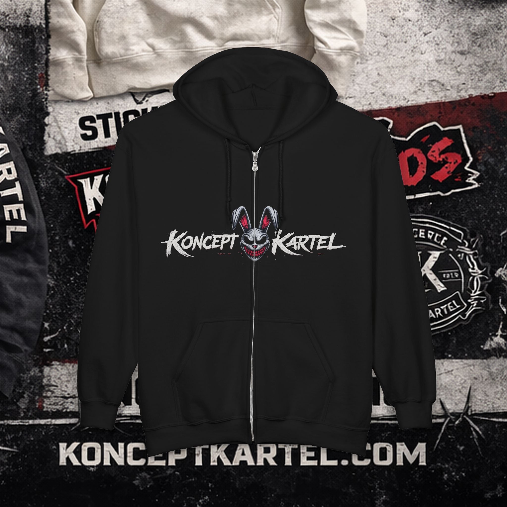 Zip Hoodie — Koncept Kartel 'Dirty Hands Clean Money' Graphic Zip-Up