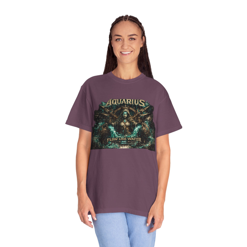 Aquarius Zodiac T-shirt — “Flow Like Water” Astrological Graphic Tee