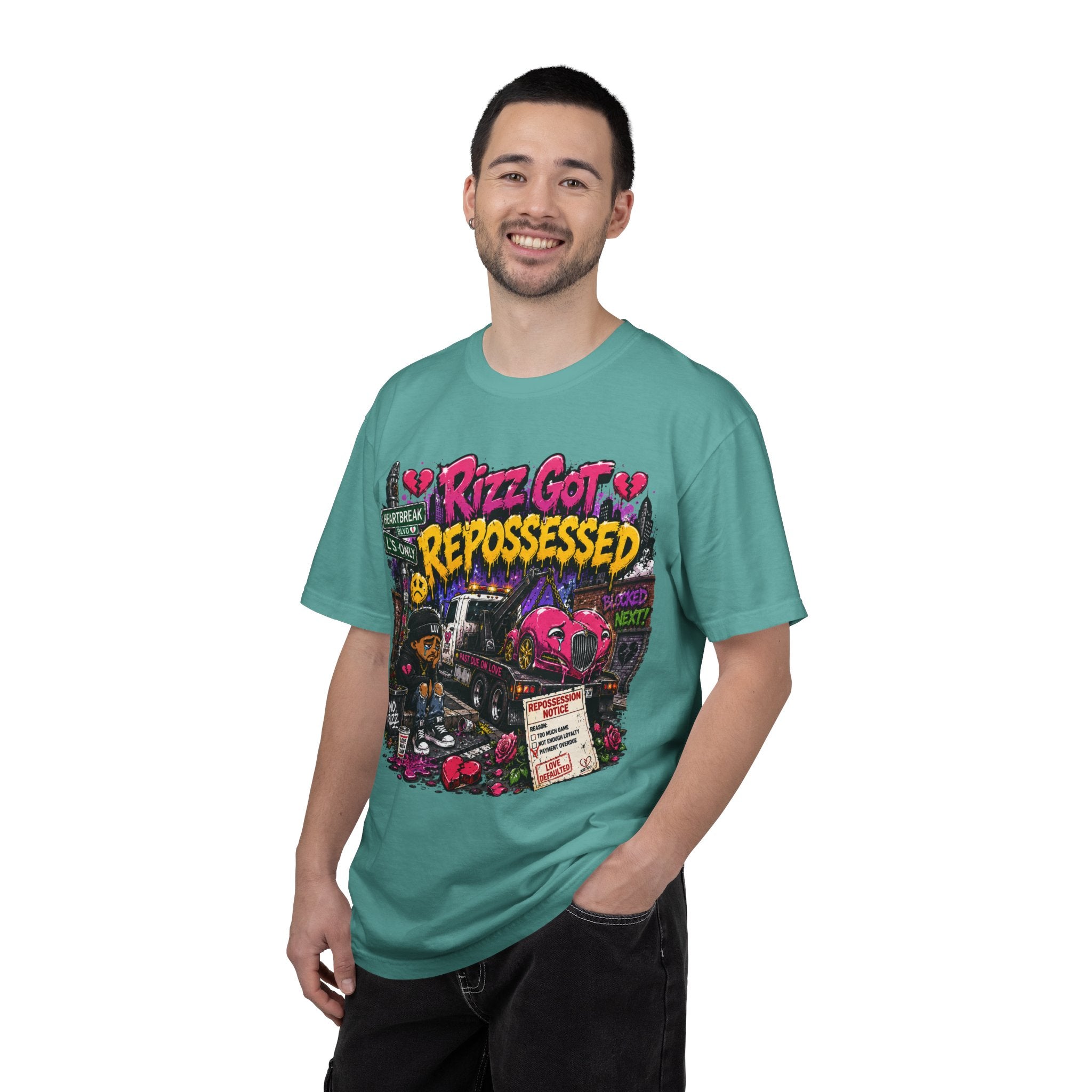 Repossession Comic Art T-Shirt — “Rizz Got Repossessed” Graphic Tee