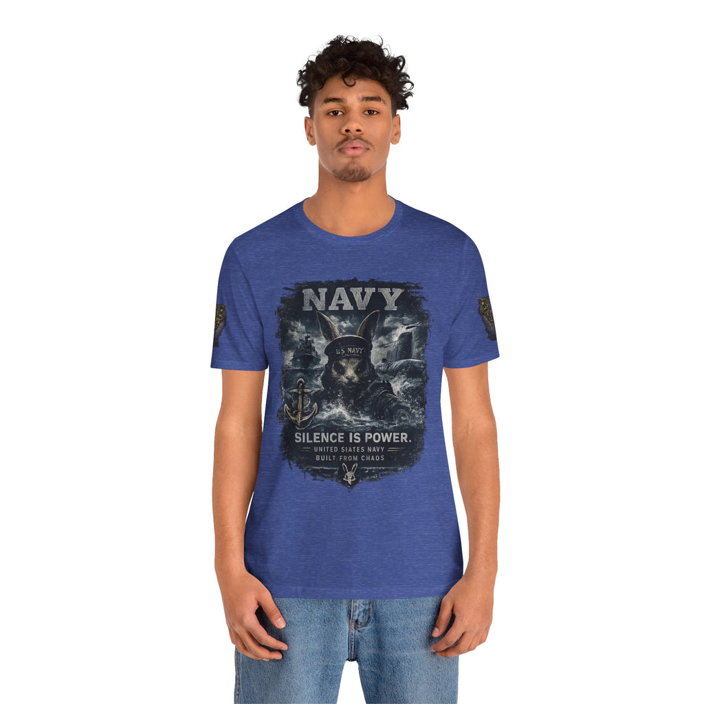 Navy 'Silence Is Power' Skull Anchor Tee — Fair Winds & Following Seas Back Graphic