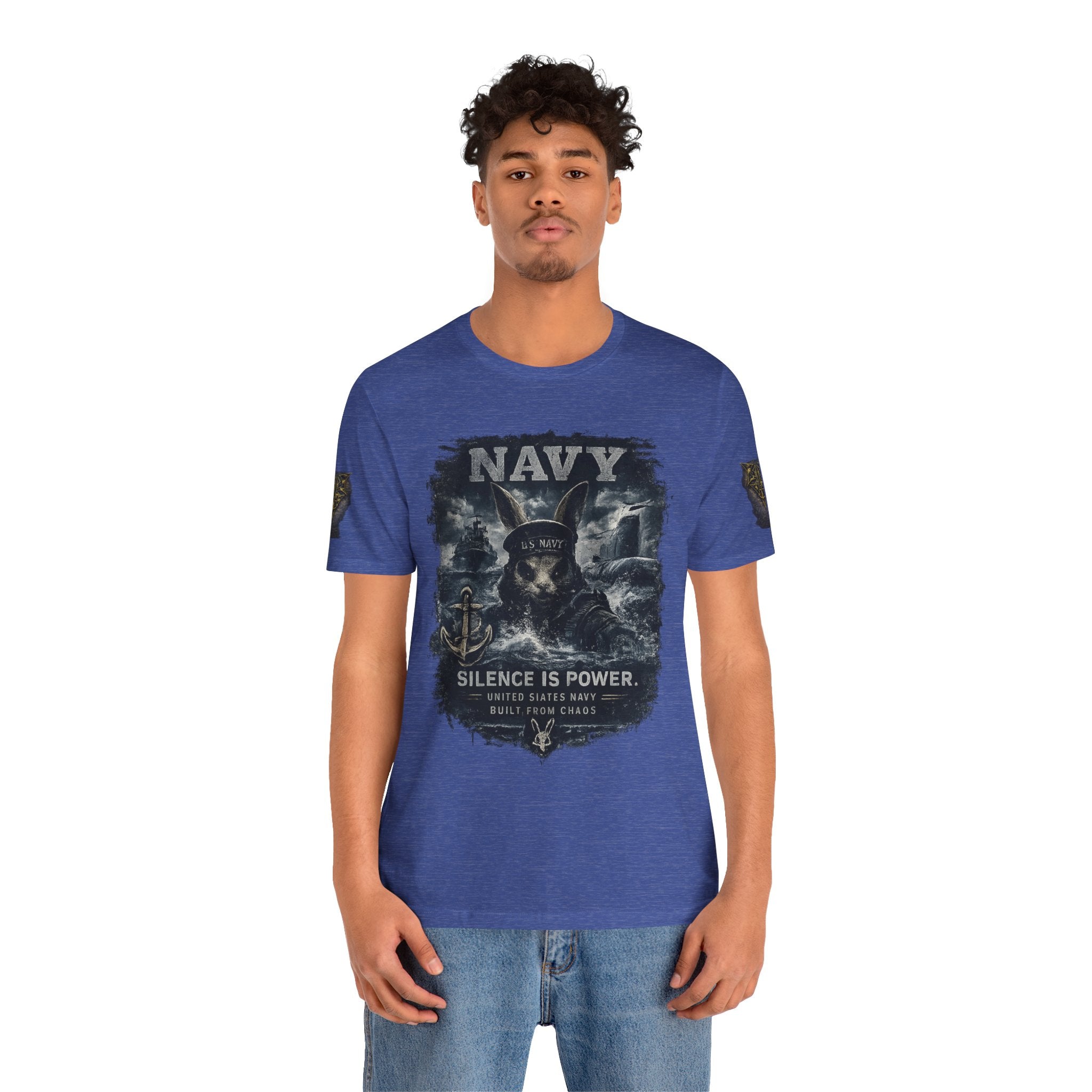 Navy 'Silence Is Power' Skull Anchor Tee — Fair Winds & Following Seas Back Graphic