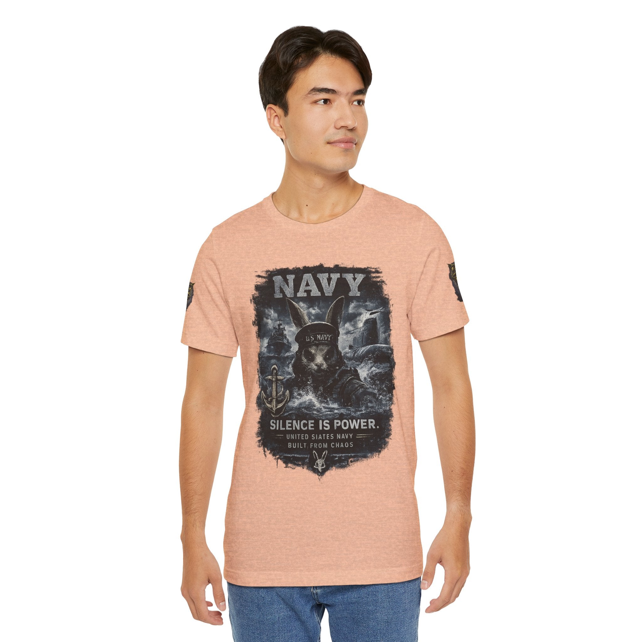Navy 'Silence Is Power' Skull Anchor Tee — Fair Winds & Following Seas Back Graphic