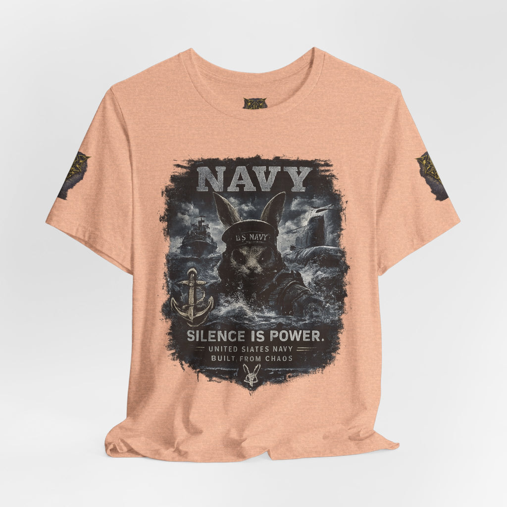Navy 'Silence Is Power' Skull Anchor Tee — Fair Winds & Following Seas Back Graphic