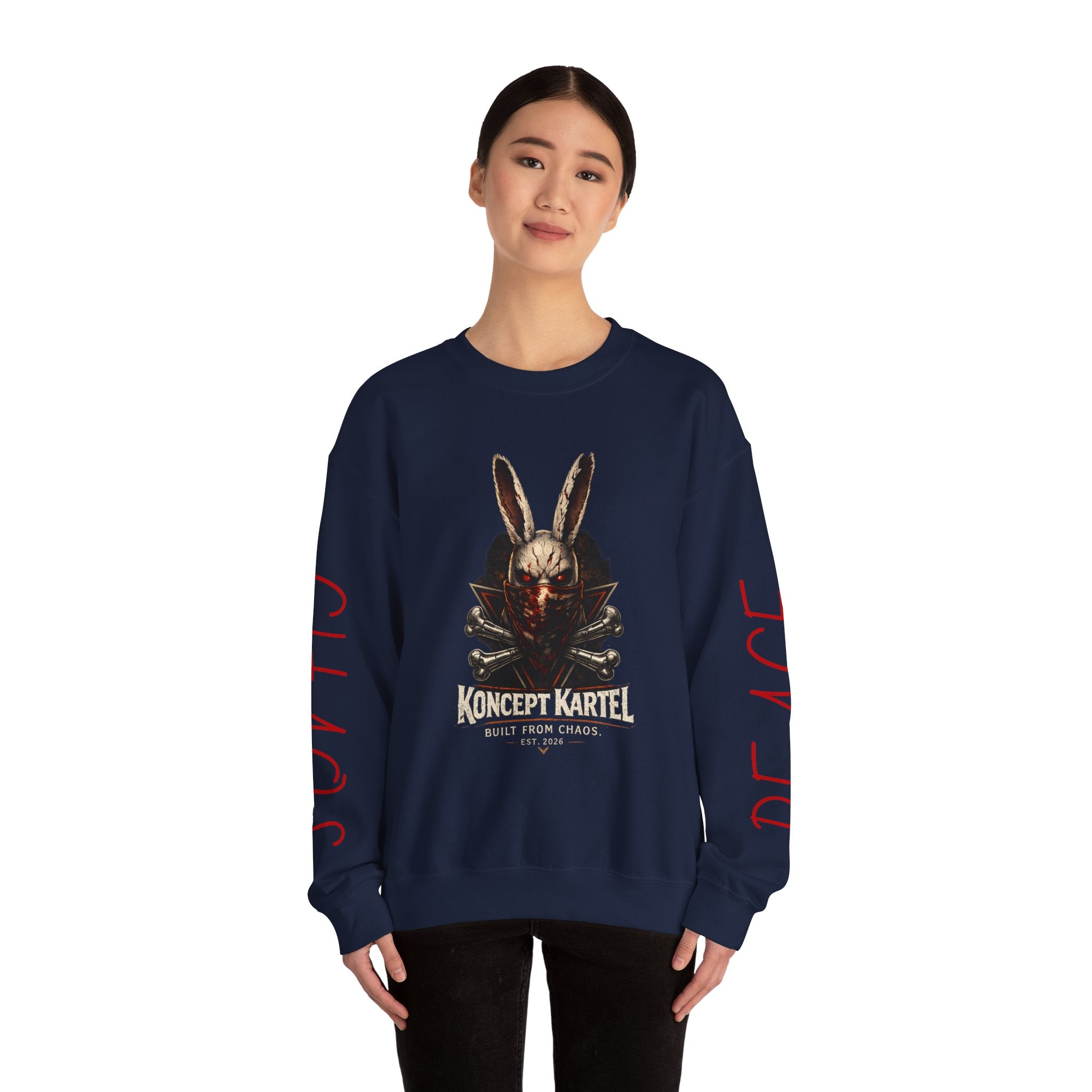 Horror Bunny Graphic Sweatshirt — "Koncept Kartel" Skull Rabbit Crewneck