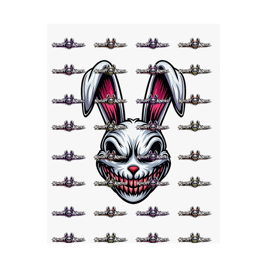 Creepy Smiling Bunny Poster — Horror Rabbit Matte Vertical Wall Art