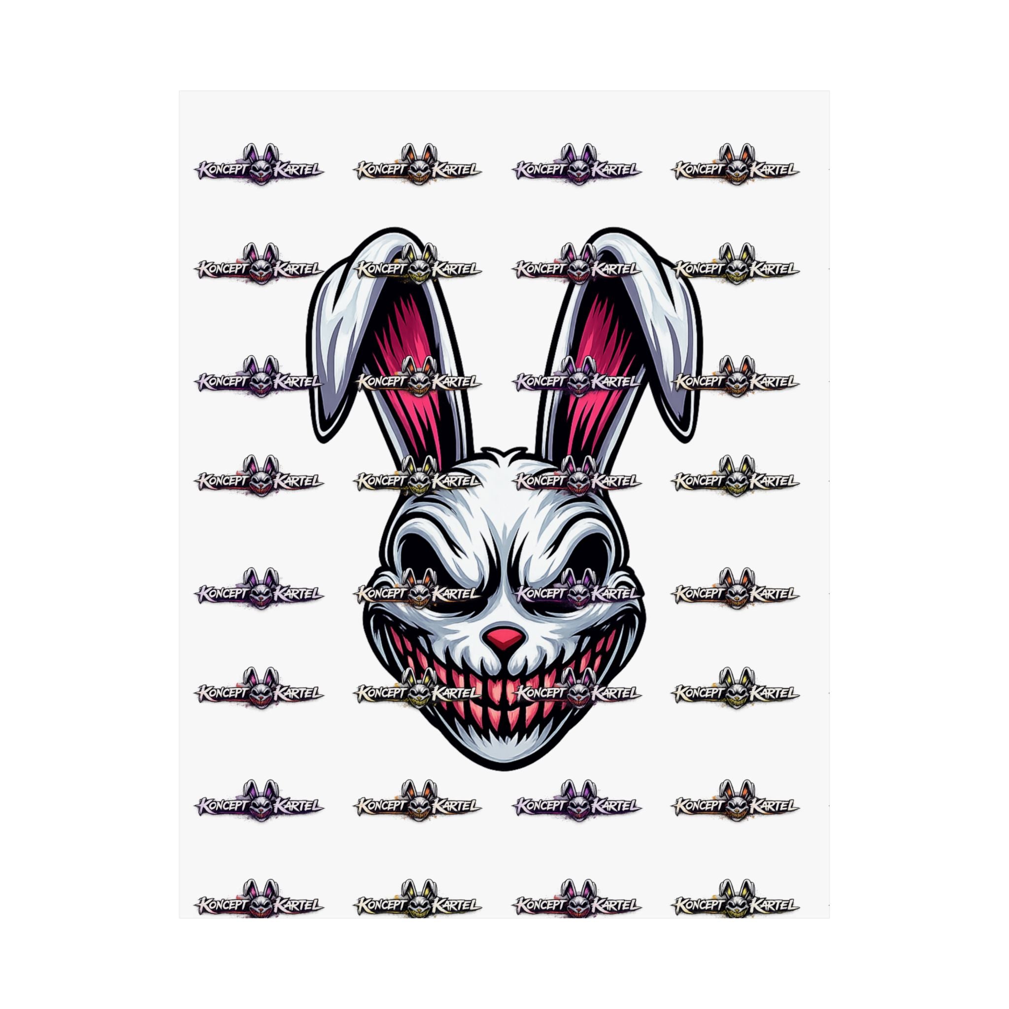 Creepy Smiling Bunny Poster — Horror Rabbit Matte Vertical Wall Art