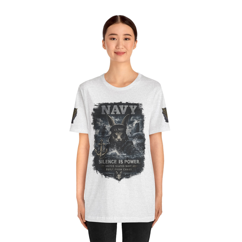Navy 'Silence Is Power' Skull Anchor Tee — Fair Winds & Following Seas Back Graphic