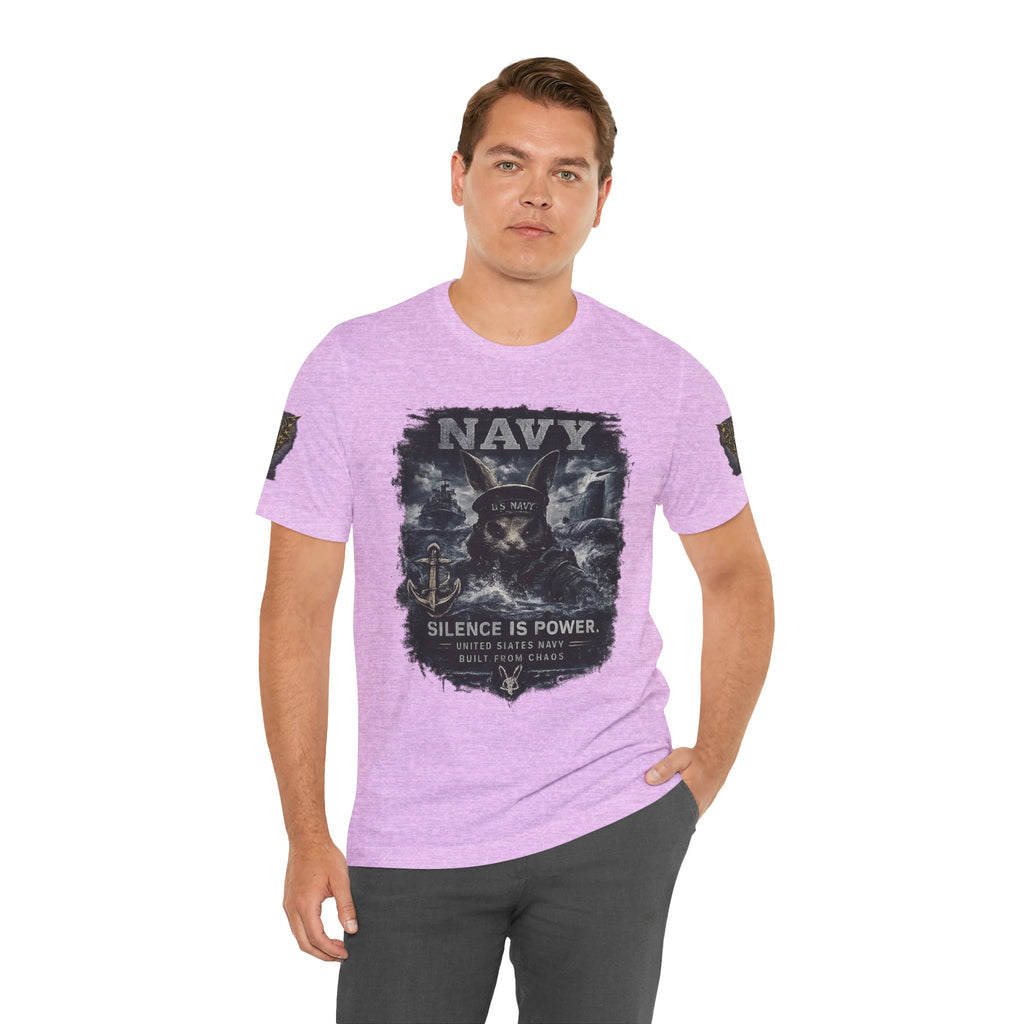 Navy 'Silence Is Power' Skull Anchor Tee — Fair Winds & Following Seas Back Graphic