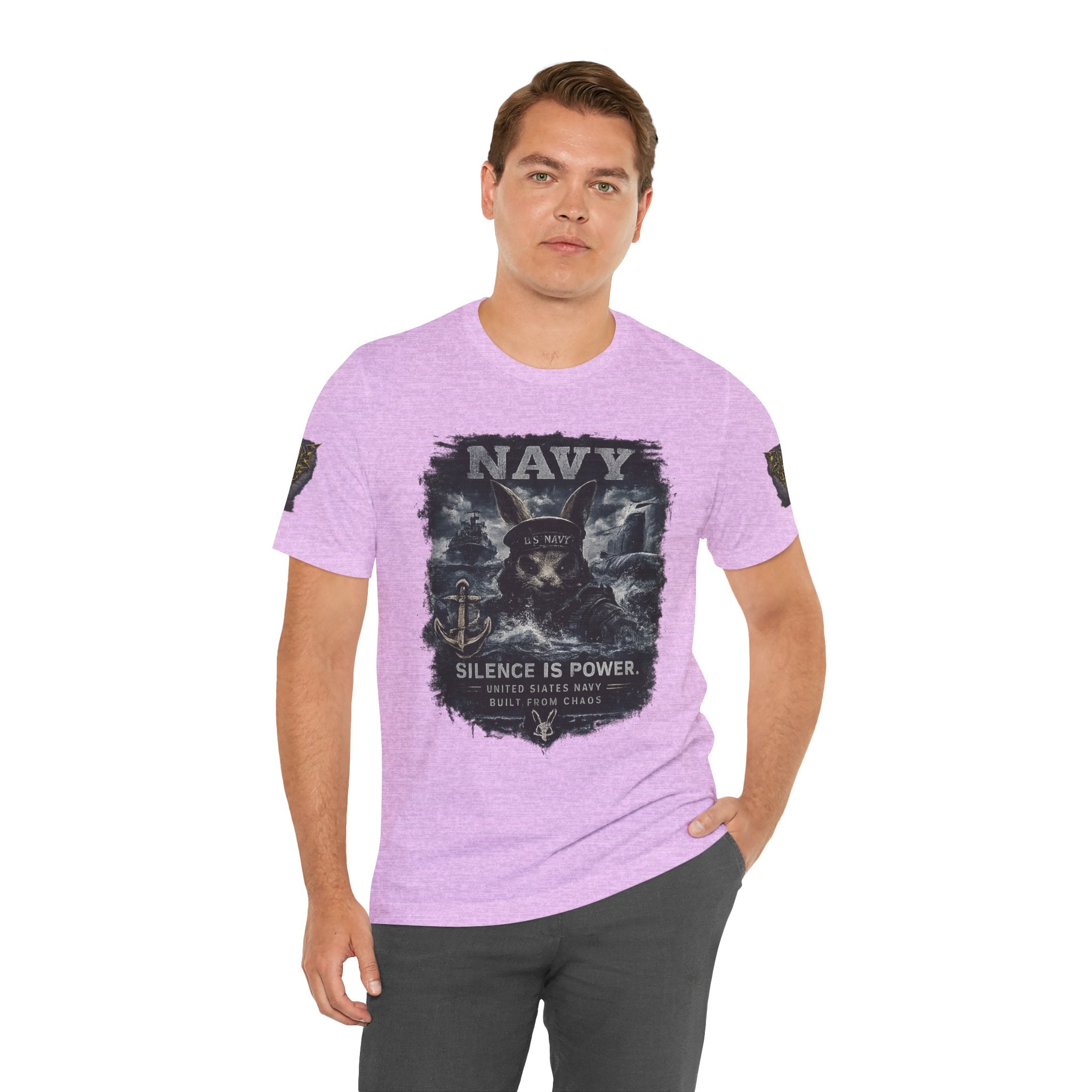 Navy 'Silence Is Power' Skull Anchor Tee — Fair Winds & Following Seas Back Graphic