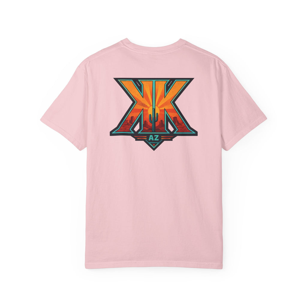 Arizona Desert Graphic T-Shirt — 'Arizona Dry Heat Wet Drop' Retro Cactus Sunset Tee