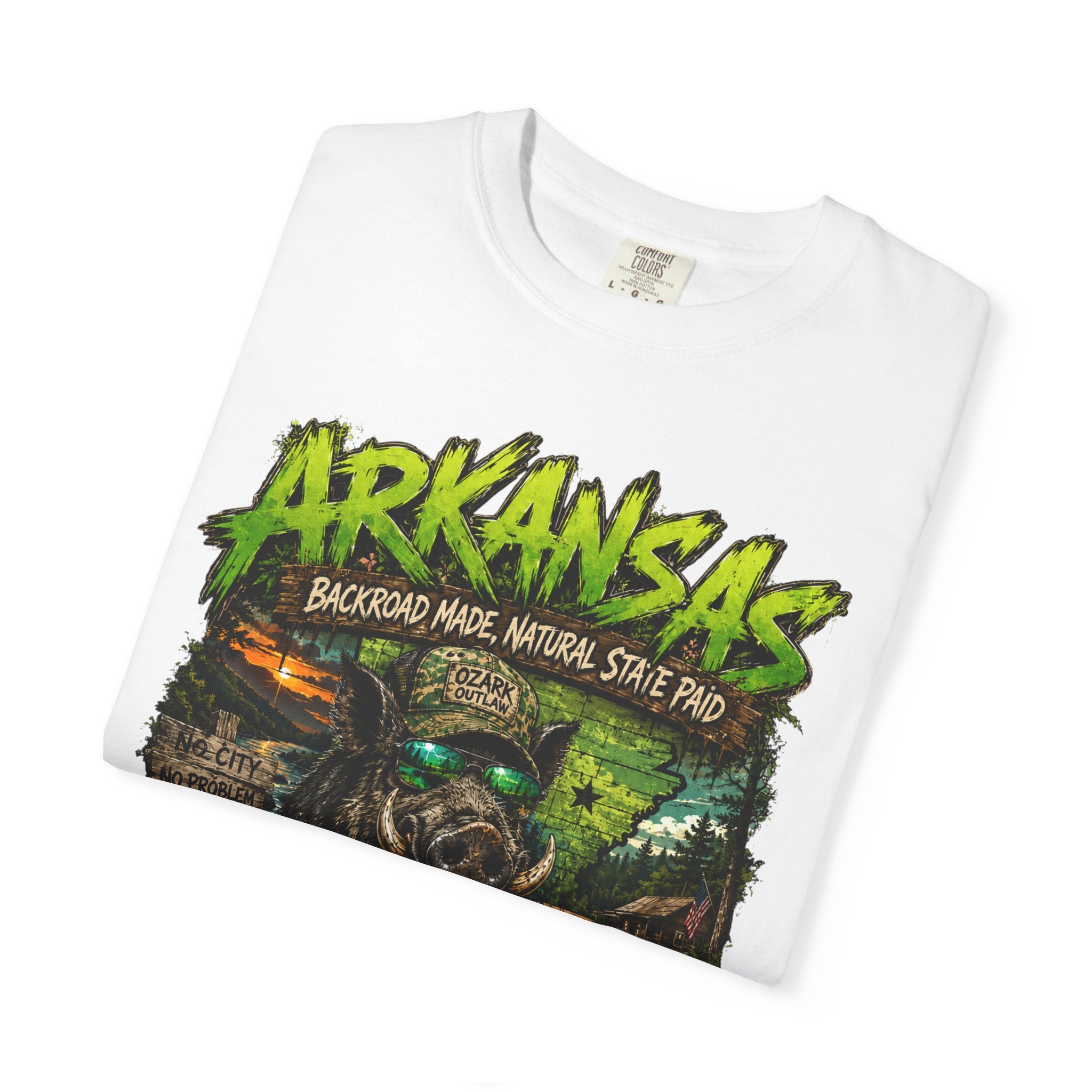 Arkansas Gator Graphic T-Shirt — 'Arkansas' Swamp Monster Design, Backroad State Pride Tee