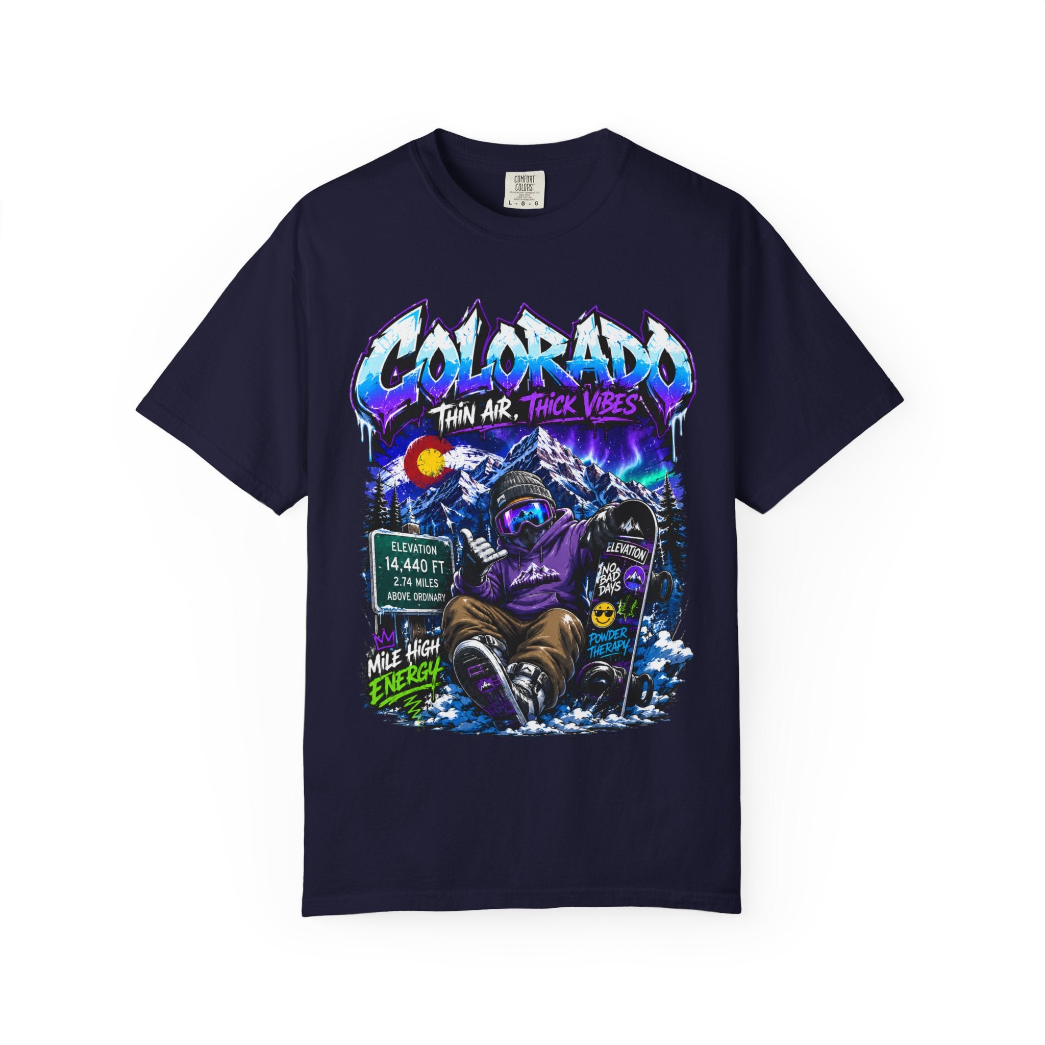 Colorado Ski & Snowboard T-Shirt — Think Air, Thick Vibes Graphic Tee