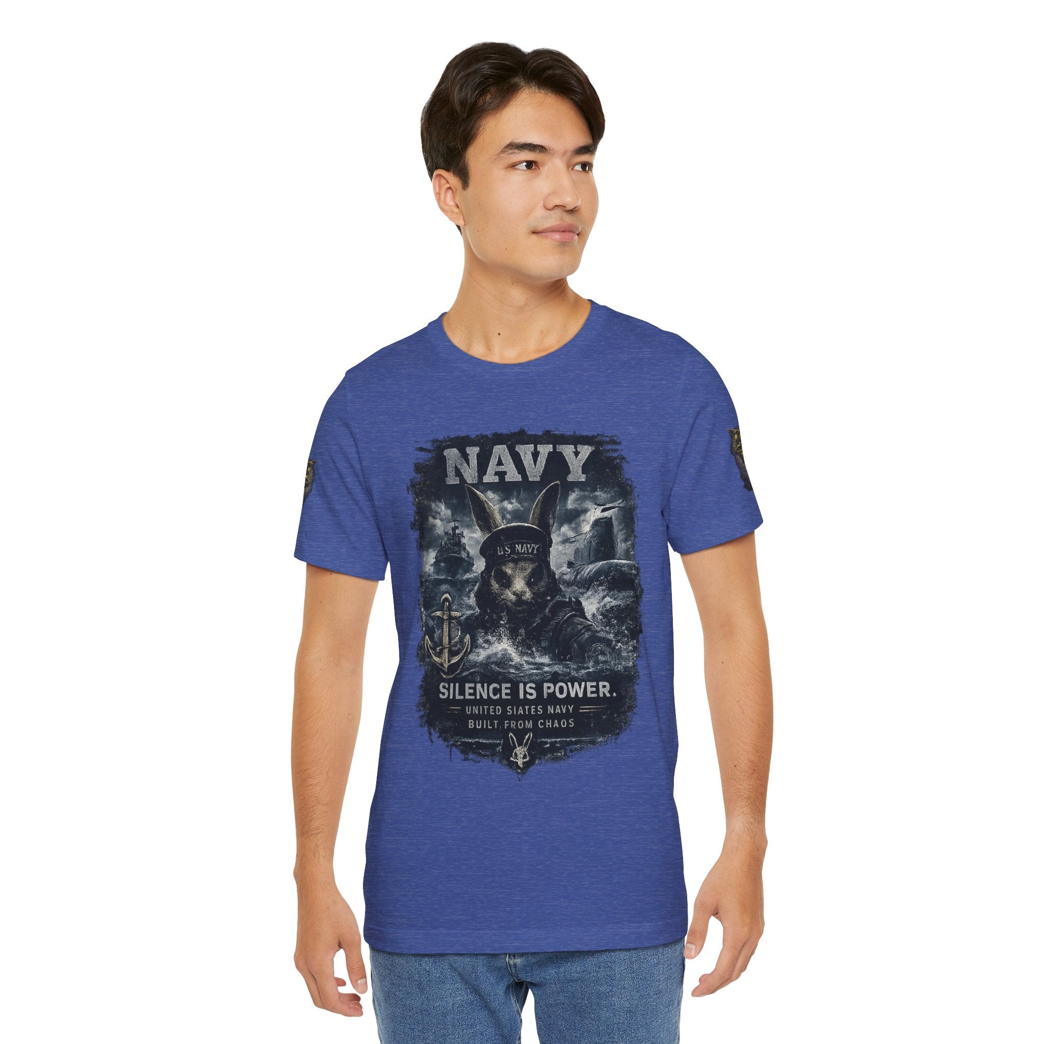 Navy 'Silence Is Power' Skull Anchor Tee — Fair Winds & Following Seas Back Graphic