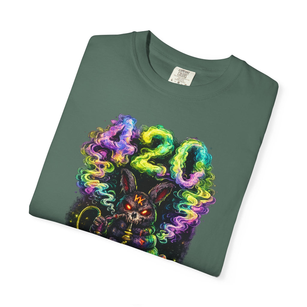 420 Psychedelic Cat T-Shirt — Colorful Mushroom Smoke Graphic