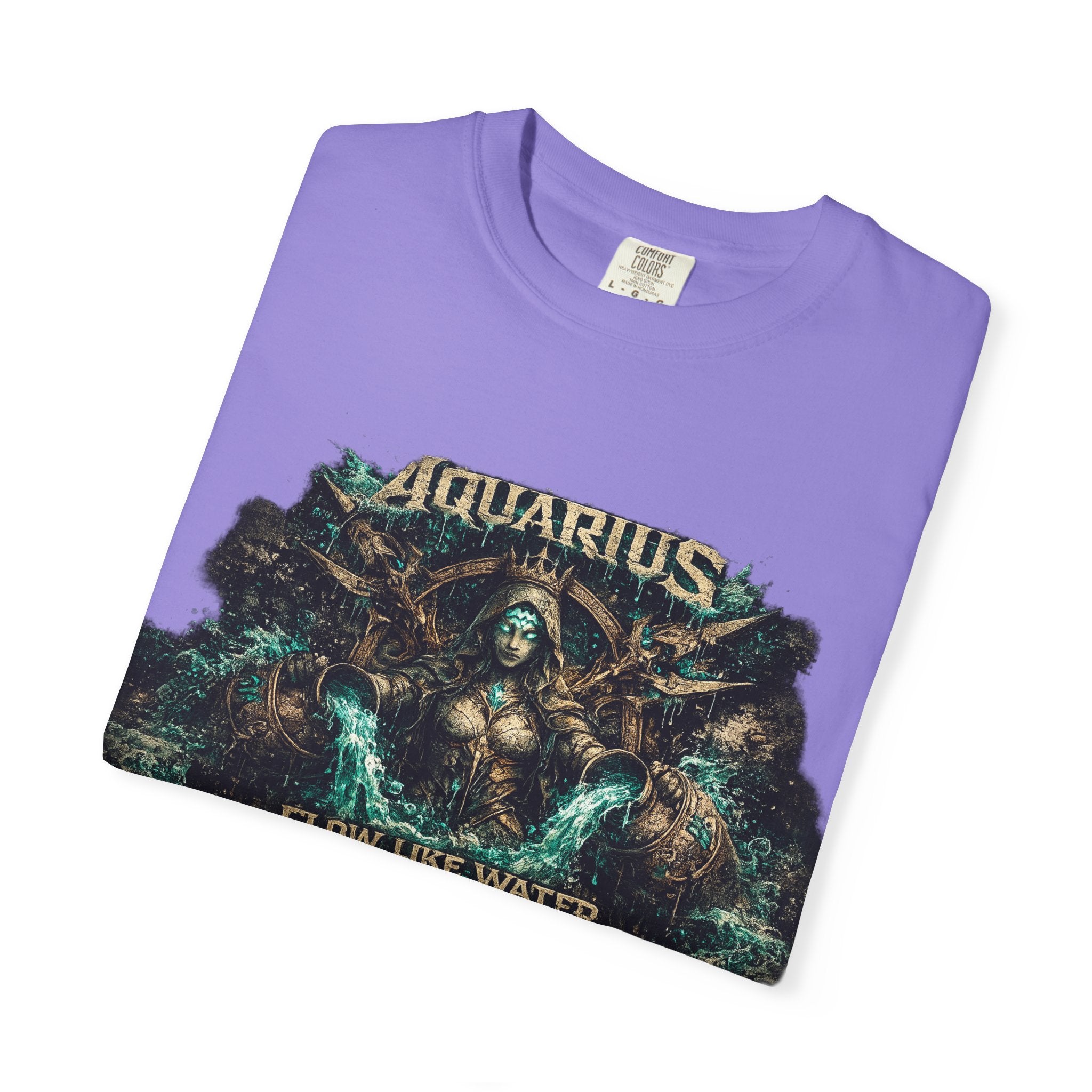 Aquarius Zodiac T-shirt — “Flow Like Water” Astrological Graphic Tee