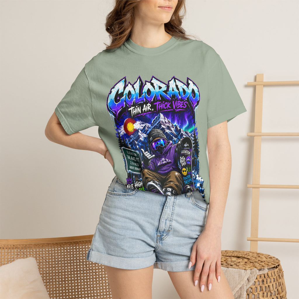 Colorado Ski & Snowboard T-Shirt — Think Air, Thick Vibes Graphic Tee