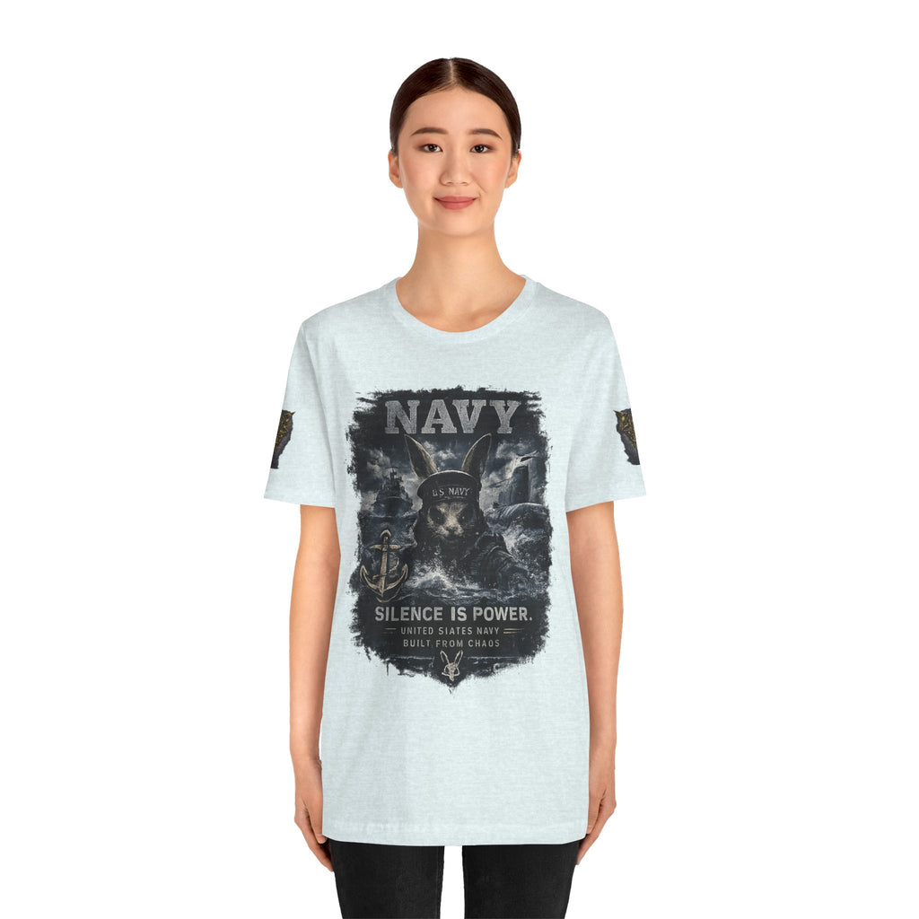 Navy 'Silence Is Power' Skull Anchor Tee — Fair Winds & Following Seas Back Graphic