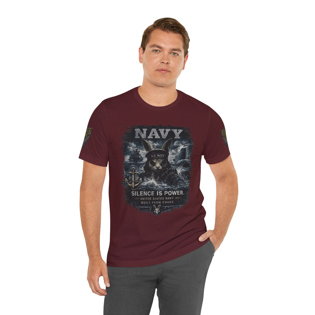 Navy 'Silence Is Power' Skull Anchor Tee — Fair Winds & Following Seas Back Graphic