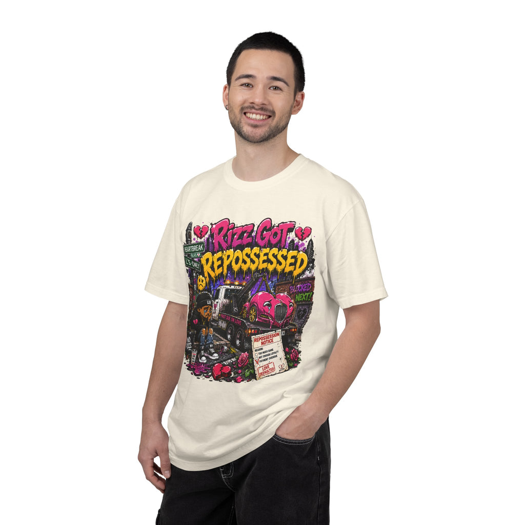 Repossession Comic Art T-Shirt — “Rizz Got Repossessed” Graphic Tee